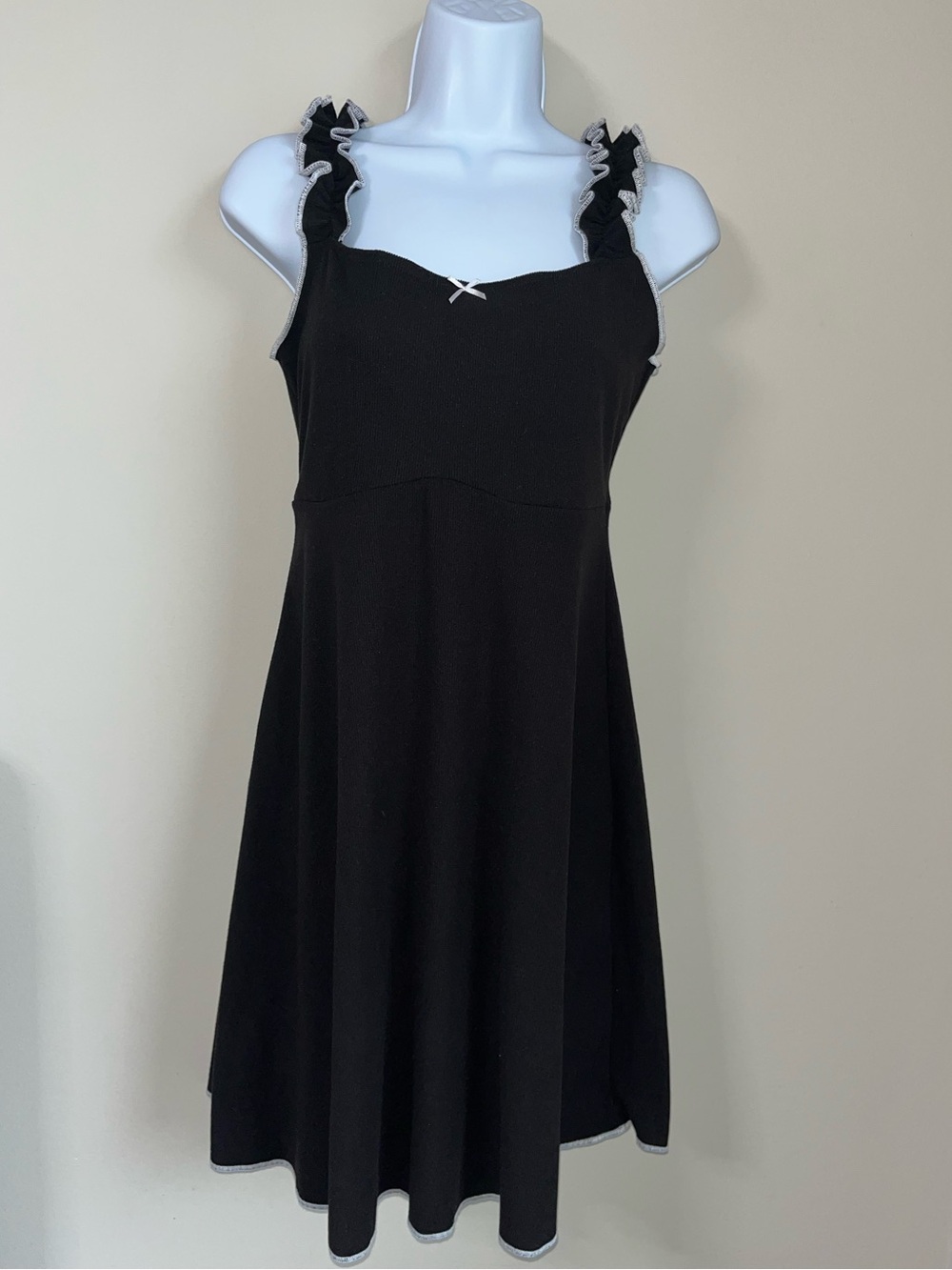 See You Monday Black Mini Dress with White Trim